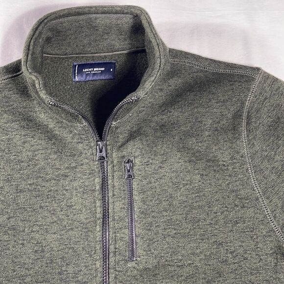 Lucky Brand heathered green Los Feliz fleece full zip mock neck jacket - size S - Picture 6 of 13